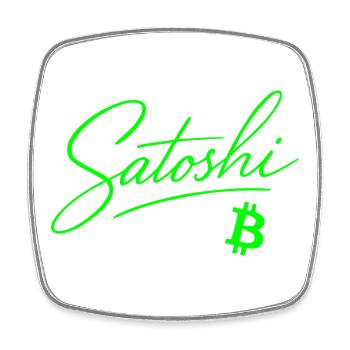Satoshi Schriftzug Bitcoin Neon Motiv Krypto Fan - Viereckiger Kühlschrankmagnet - Weiß - Vorne