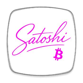 Satoshi Typografie Pink Neon Crypto Style Bitcoin - Viereckiger Kühlschrankmagnet - Weiß - Vorne