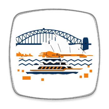 Sydney Opera Harbour Bridge Skyline - Square fridge magnet - white - Front