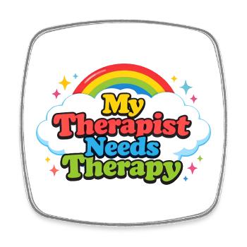Mein Therapeut braucht Therapie - Viereckiger Kühlschrankmagnet - Weiß - Vorne