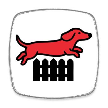Dachshund Jump Fence Agility - Square fridge magnet - white - Front