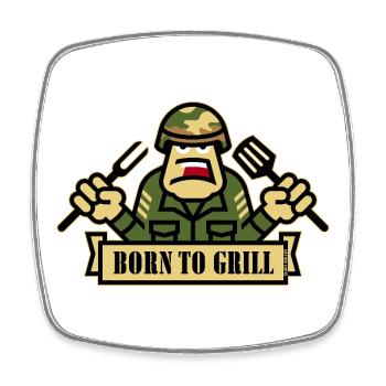 Born To Grill (Grillen BBQ Barbecue Army / Outl) - Viereckiger Kühlschrankmagnet - Weiß - Vorne