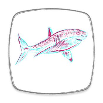 Neo Shark - Viereckiger Kühlschrankmagnet - Weiß - Vorne