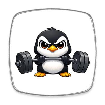 Pinguin mit Hantel Fitness Cartoon - Viereckiger Kühlschrankmagnet - Weiß - Vorne