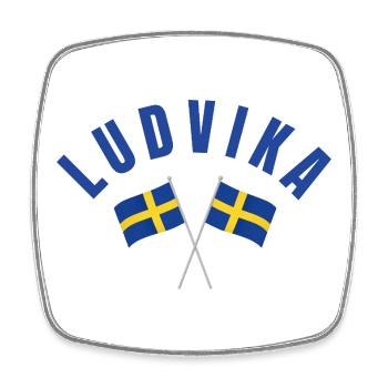 Ludvika Sweden Flags - Square fridge magnet - white - Front
