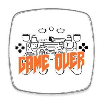 Game Over Retro Orange Bold - Square fridge magnet - white - Front
