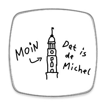 Moin Hamburg Michel Plattdeutsch - Viereckiger Kühlschrankmagnet - Weiß - Vorne