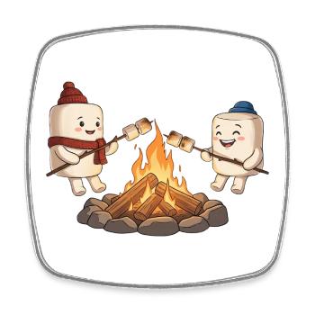 Campfire Marshmallow Friends - Square fridge magnet - white - Front