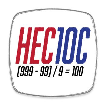 Hectoc Kopfrechenspiel, Mathe - Viereckiger Kühlschrankmagnet - Weiß - Vorne