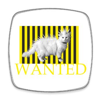Chat punk recherché sur des rayures jaunes - Magnet carré - blanc - Devant