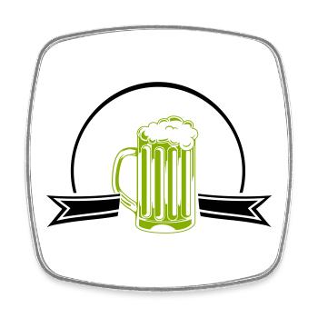 Green Neon Beer Mug Outline - Square fridge magnet - white - Front