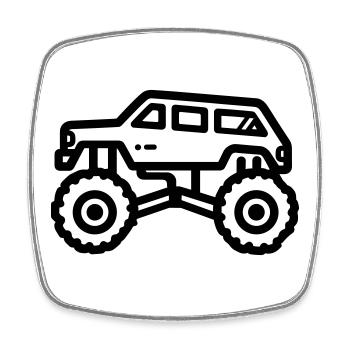 Monstertruck - Viereckiger Kühlschrankmagnet - Weiß - Vorne