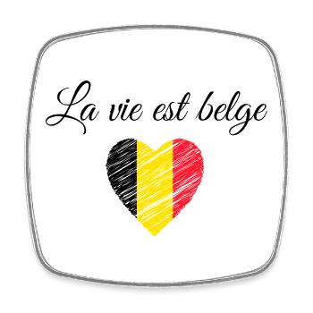 Cœur Tricolore Brossé Jaune Rouge Belgique  - Magnet carré - blanc - Devant