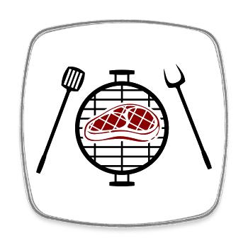 Rotes Steakmuster Print - Viereckiger Kühlschrankmagnet - Weiß - Vorne