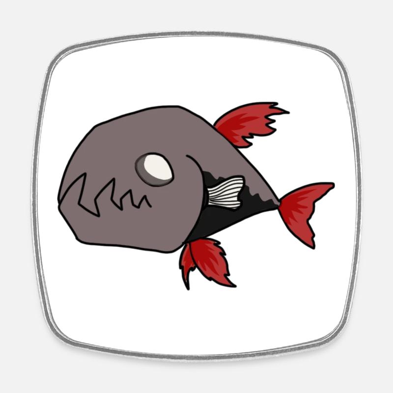 Black Fish - Square fridge magnet - white
