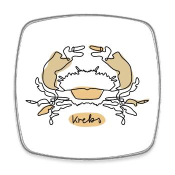 Krebs Beige Küstenillustration Sternzeichen  - Viereckiger Kühlschrankmagnet - Weiß - Vorne