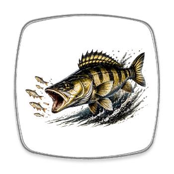 Zander Strike Mode – Predator Fishing Design - Square fridge magnet - white - Front
