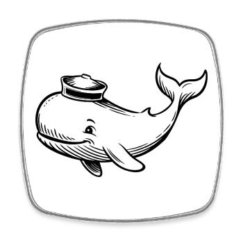 Dessin animé mignon de la baleine marine pour enfants et - Magnet carré - blanc - Devant