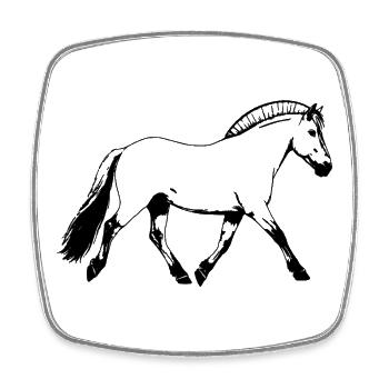 Elegantes Fjordpferd im Trab, Norweger Pony - Viereckiger Kühlschrankmagnet - Weiß - Vorne