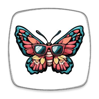 Schmetterling Comic Urlaub - Viereckiger Kühlschrankmagnet - Weiß - Vorne