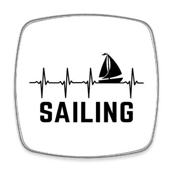Sailing battement de coeur voile voilier sailboat  - Magnet carré - blanc - Devant