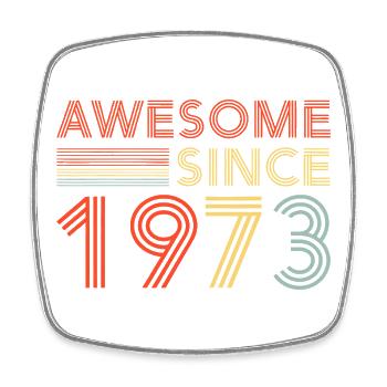 Awesome Since 1973 Retro Neon - Square fridge magnet - white - Front