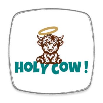Holy Cow Halo Cartoon - Viereckiger Kühlschrankmagnet - Weiß - Vorne