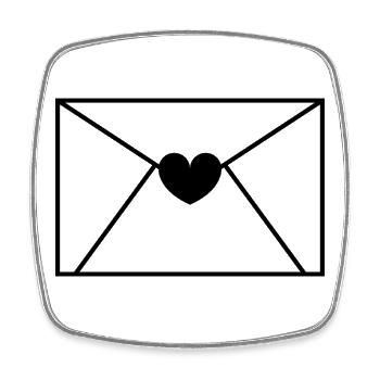 Envelope Heart Letter - Square fridge magnet - white - Front