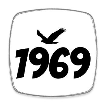 1969 Vintage Jahrgang Adler Grafik - Viereckiger Kühlschrankmagnet - Weiß - Vorne