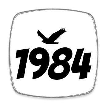 1984 Vintage Jahrgang Adler Grafik - Viereckiger Kühlschrankmagnet - Weiß - Vorne