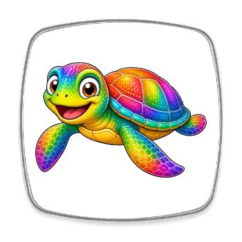 Colorful turtle cartoon funny animal - Square fridge magnet - white - Front
