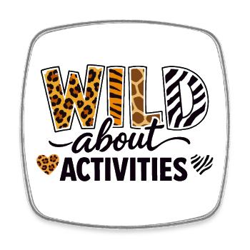Wild About Activities Safari Design d’estampes animales - Magnet carré - blanc - Devant