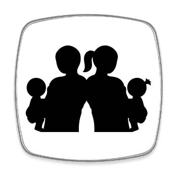 Silhouette familiale Les parents Enfants aiment ensemble - Magnet carré - blanc - Devant