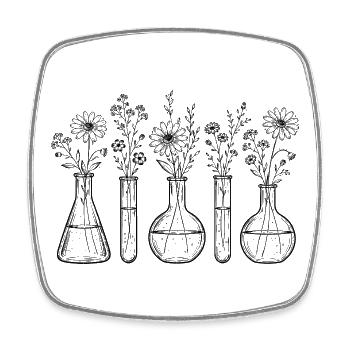 Lab Flowers Chemistry Botany Science Shirt - Square fridge magnet - white - Front