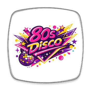 Retro 1980 80s Disco - Square fridge magnet - white - Front