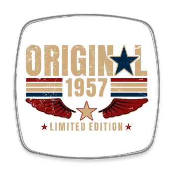Cadeau du 69e anniversaire Millésime original 1957 - Magnet carré - blanc - Devant