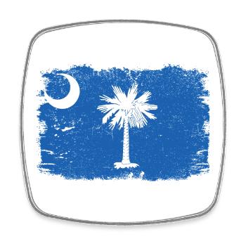 South Carolina-Flagge mit Sleiden, alter Vintage South - Viereckiger Kühlschrankmagnet - Weiß - Vorne