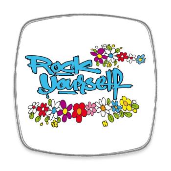 Rock Yourself - Square fridge magnet - white - Front