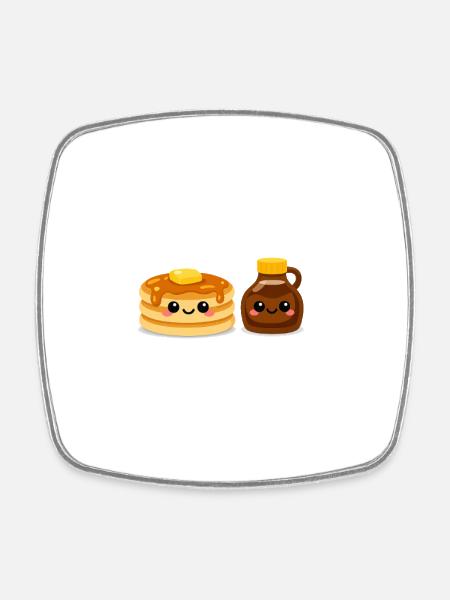 Pancake and Syrup Friends - Square fridge magnet - white