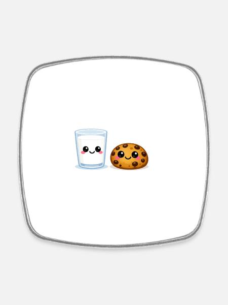 Milk and Cookie Kawaii Duo - Square fridge magnet - white