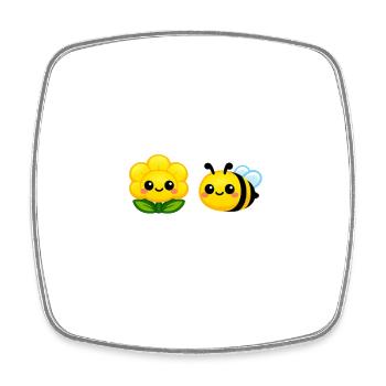 Sunny Bloom und Bee Duo Kawaii-Stil - Viereckiger Kühlschrankmagnet - Weiß - Vorne