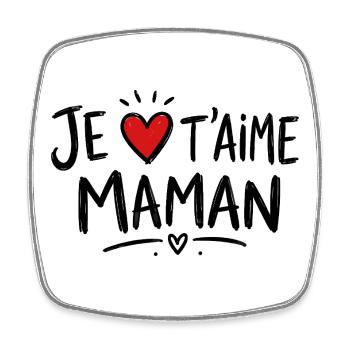 Je t'aime Maman avec Cœur Rouge - Magnet carré - blanc - Devant