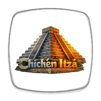 Chichen Itza Pyramid Serpent - Square fridge magnet - white - Front