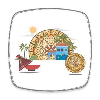 Marokkanische Vektor-Mandala & kulturelle Illustration - Viereckiger Kühlschrankmagnet - Weiß - Vorne