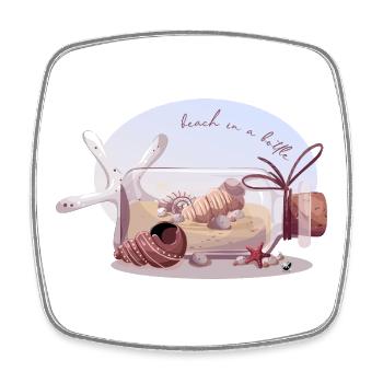 Flasche mit Sand und Muscheln Abbildung - Viereckiger Kühlschrankmagnet - Weiß - Vorne