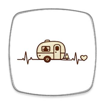 Heart Caravan Retro Sketch - Square fridge magnet - white - Front