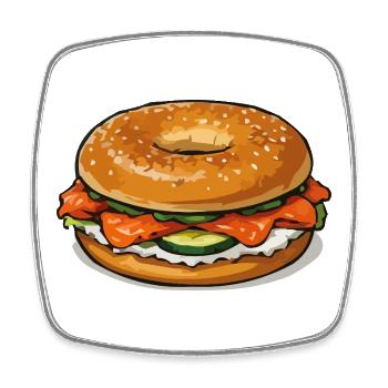 Bagel Pop Art Illustration - Square fridge magnet - white - Front