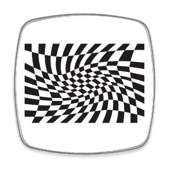 Warped Checker Optical Spiral - Square fridge magnet - white - Front