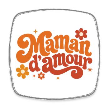 Maman d'amour groovy florale - Magnet carré - blanc - Devant