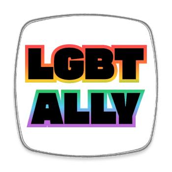 LGBT ALLY - Viereckiger Kühlschrankmagnet - Weiß - Vorne